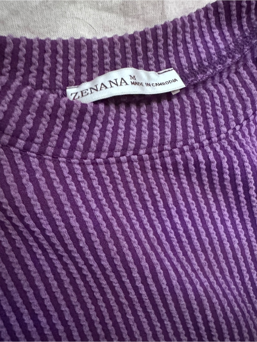 NWOT-Zenana Outfitters Purple Ribbed Knit Top & Shorts- Cozy Casual Wear-Medium - Picture 6 of 7